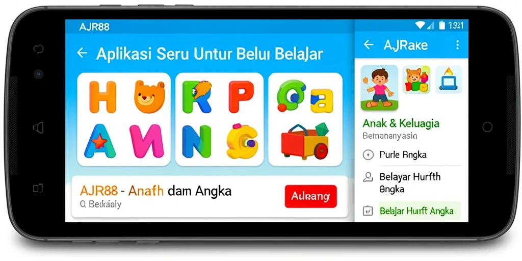 Tampilan antarmuka aplikasi AJR88 yang edukatif dan interaktif.