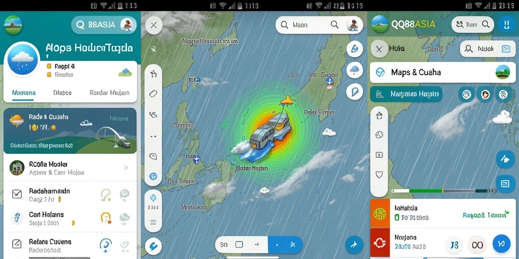 Tampilan antarmuka aplikasi Radar Hujan QQ88ASIA yang informatif.